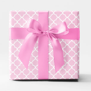 Papier Cadeau Rose pastel et blanc treillis Quatrefoil