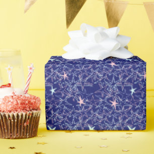 Papier Cadeau Rose pastel étoiles aqua ciel bleu