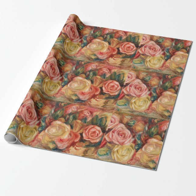 Papier Cadeau Rose - Peinture impressionniste Renoir (Déroulé)