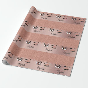 Papier Cadeau Rose Pink Gold Eyelashes Déchets Nom de la Parties