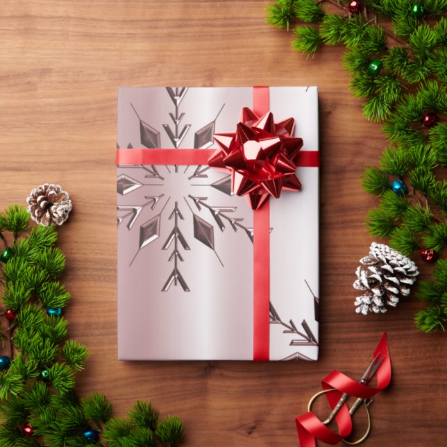 Papier Cadeau Rose Pink Noël Snowflakes (Créateur téléchargé)
