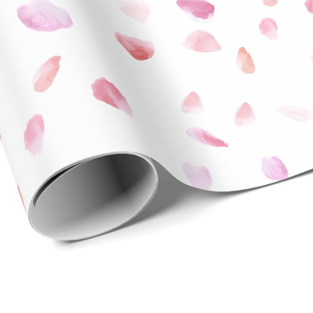 Papier Cadeau Rose Romantique Fleurs de Rosier aux Pétales de Te (Coin rond)