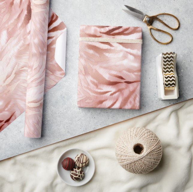 Papier Cadeau Rose rose blanc Zebra Animal (Artisanat)