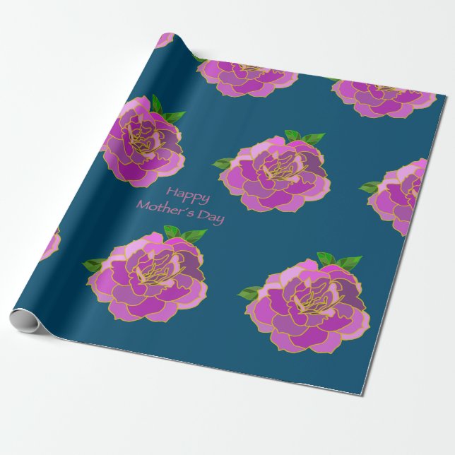Papier Cadeau Rose rose Bonne fête des mères (Déroulé)