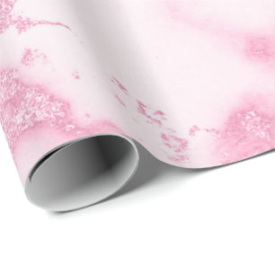 Papier Cadeau Rose rose Delicate Marbre blanc Molten Pastel VIP