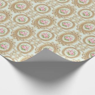 Papier Cadeau Rose rose élégant et cadre baroque doré