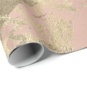 Papier Cadeau Rose rose Foxier or marbre brillant métallique VIP