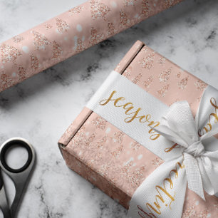 Papier Cadeau Rose Rose Gold Parties scintillant Noël Arbre vaca