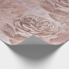 Papier Cadeau Rose rose Gold Pastel Metallic Floral Delicate