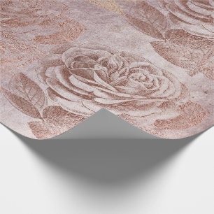 Papier Cadeau Rose rose Gold Pastel Metallic Floral Delicate
