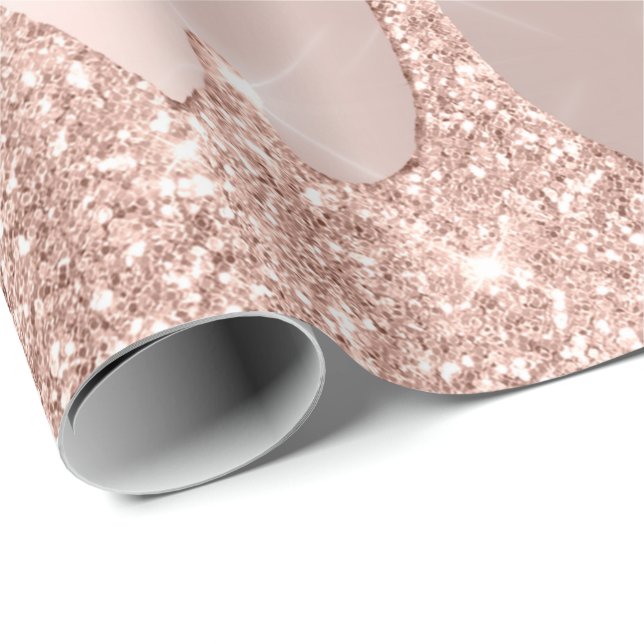 Papier Cadeau Rose Rose Or Blush Étincelle Lux Glam Lux (Coin rond)
