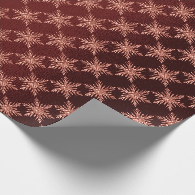 Papier Cadeau Rose Rose Or Bourgogne Merry Snowflake (Coin)