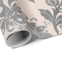 Rose rose pâle Gris floral Poudre Grungy Damask