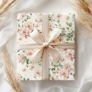 Papier Cadeau Rose rose pastel pour mariage floral