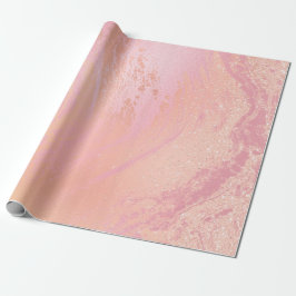 Papier Cadeau Rose rose Peach Blush Molten Marbre Verre Abstrait