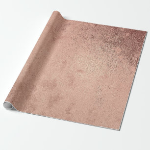 Papier Cadeau Rose Rose Poudre Or Grunge Métallique Rouge Cuivre
