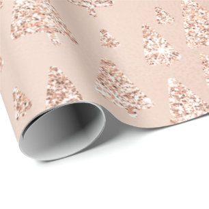 Papier Cadeau Rose Rose Poudre Or Parties scintillant de Noël Ar