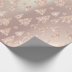 Papier Cadeau Rose Rose Poudre Or Parties scintillant Noël Arbre