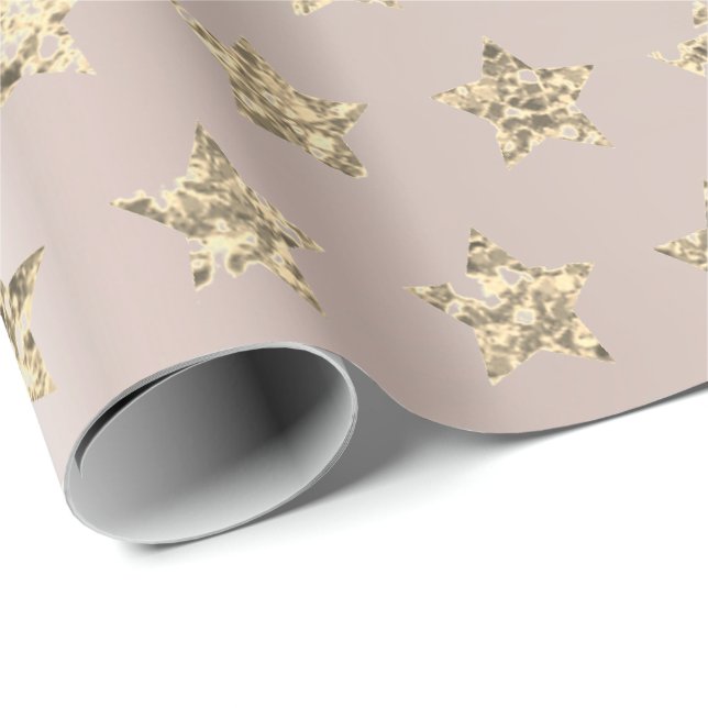 Papier Cadeau Rose rose vierge Or Metallier Foxier Étoiles VIP (Coin rond)