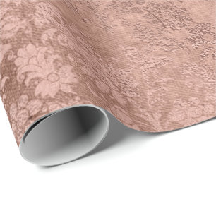 Papier Cadeau Rose rose vif Or Floral Faux VIP Floral