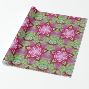 PAPIER CADEAU ROSE ROUGE ABSTRAIT PURPLE FUCHSIA STAR
