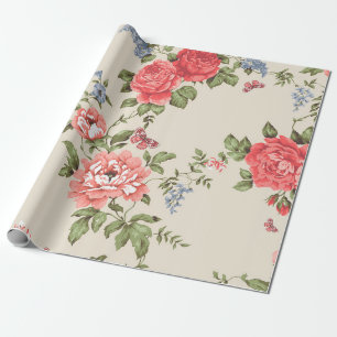 PAPIER CADEAU ROSE ROUGE MOTIF SANS PARAMÈTRE AVEC BELLES BLEUES