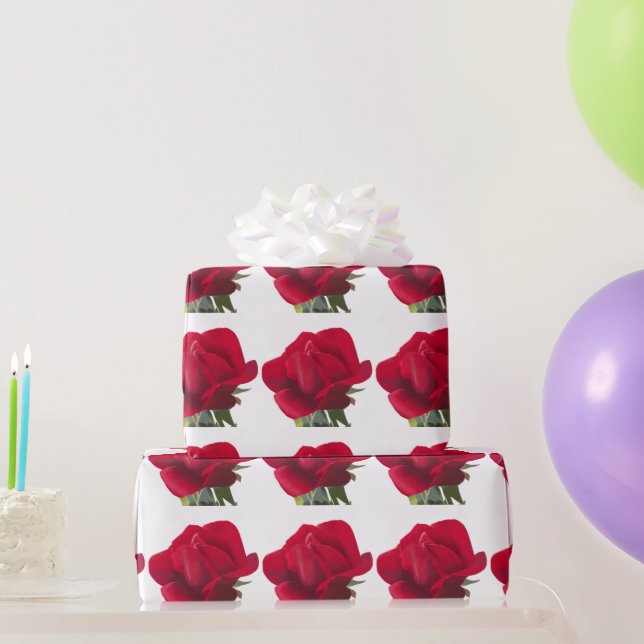 Papier Cadeau Rose rouge - Red rose  (Cadeaux de fête)