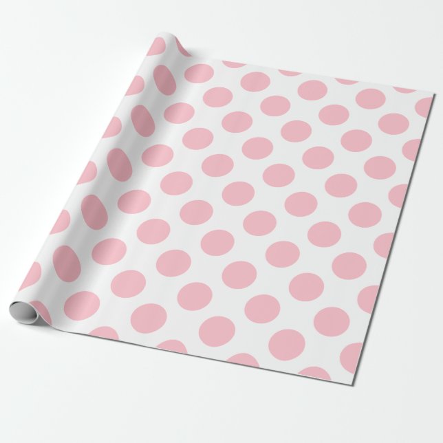 Papier Cadeau Rose sur blanc grand Pois (Déroulé)