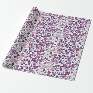 Papier Cadeau Rose + violet Feuilles