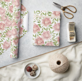 Papier Cadeau Roses aquarelle lilas rose