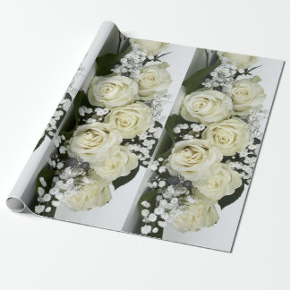 Papier Cadeau Roses Blanches