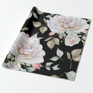 Papier Cadeau Roses d'aquarelle blanc et rose Arrière - plan noi