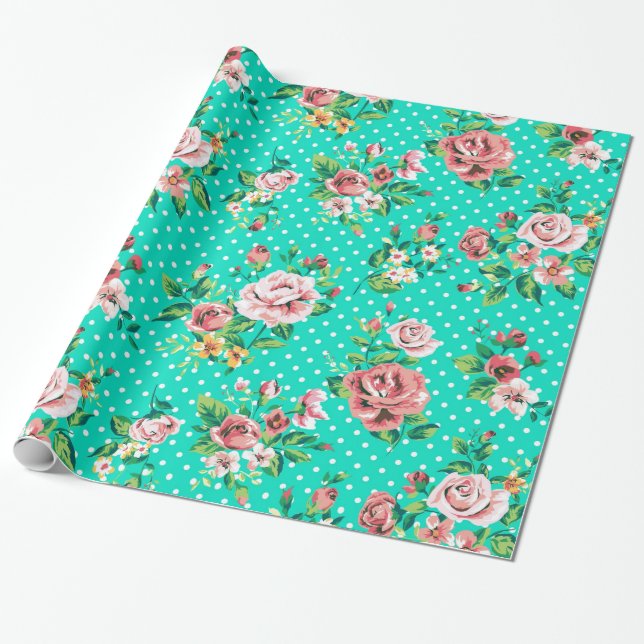 Papier Cadeau Roses Et Bufs Roses Clairs (Déroulé)