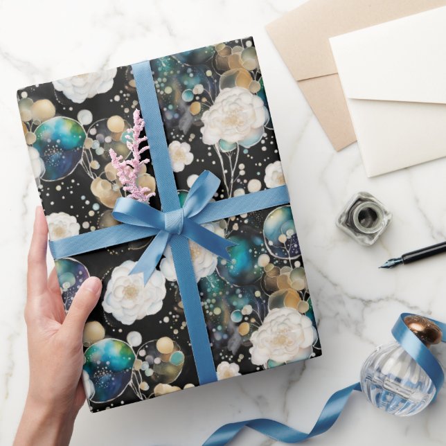 Papier Cadeau Roses Et Bulles Abstraits (Cadeaux)