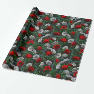 Papier Cadeau Roses floraux élégants rouges