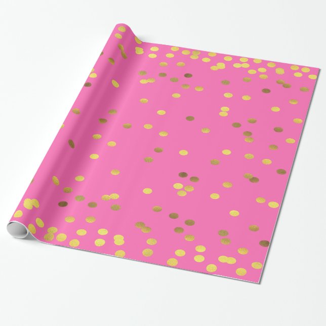 Papier Cadeau Roses indien de confettis de feuille d'or (Déroulé)