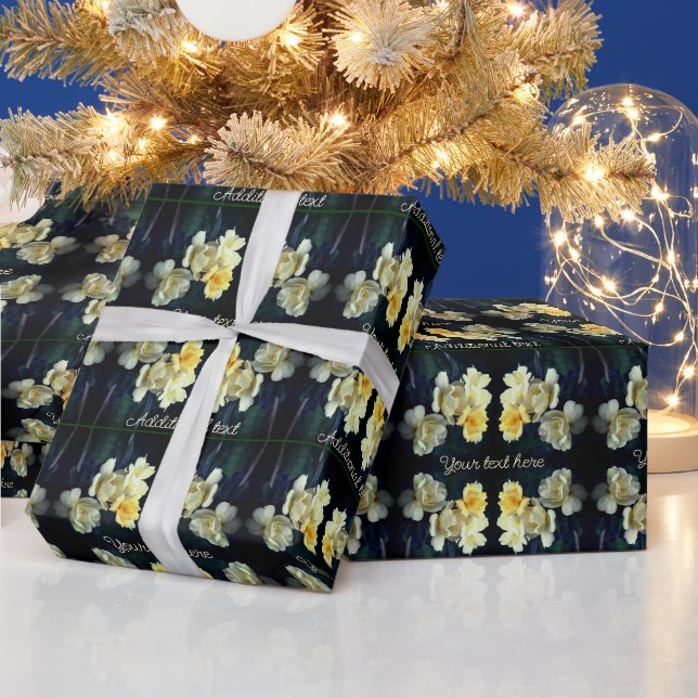 Papier Cadeau Roses jaunes florissantes Abstraites personnalisée (Vacances)
