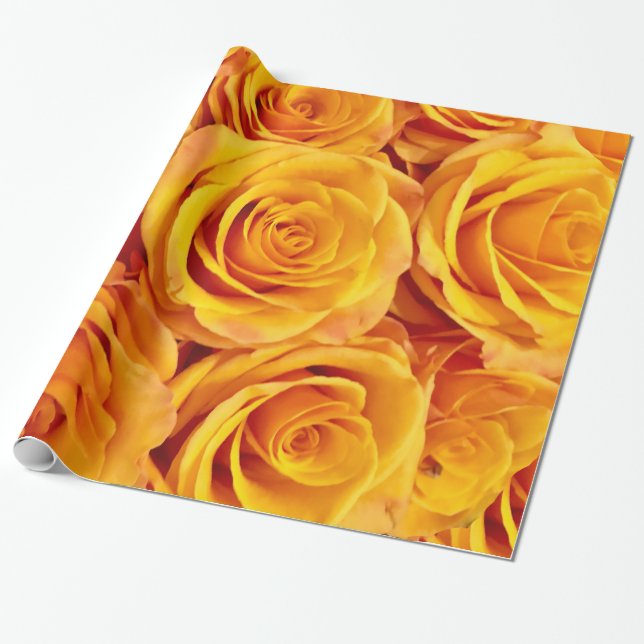 Papier Cadeau Roses jaunes romantiques (Déroulé)