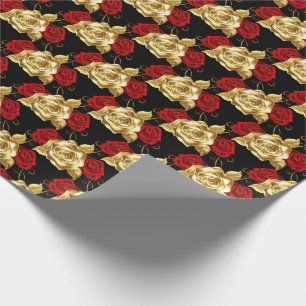 Papier Cadeau Roses mariage de papier-or