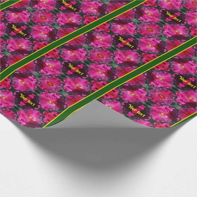 Papier Cadeau Roses rose Floral Art Abstrait Personnalisé (Coin)