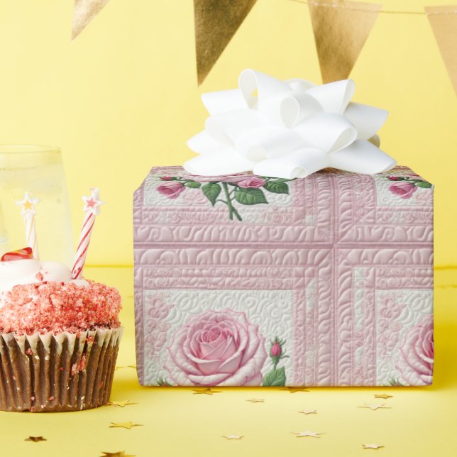 Papier Cadeau Roses roses roses (Fête d'anniversaire)