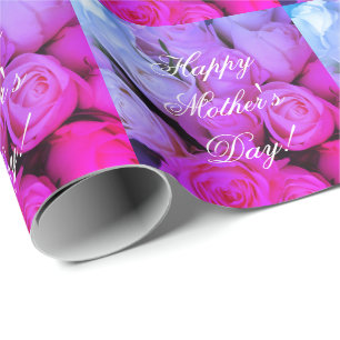 Papier Cadeau Roses Roses roses Custom Text Joyeux Fête des Mère