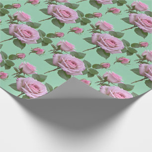 Papier Cadeau Roses roses tendres avec des reflets de lavande su