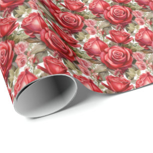 Papier Cadeau Roses rouges