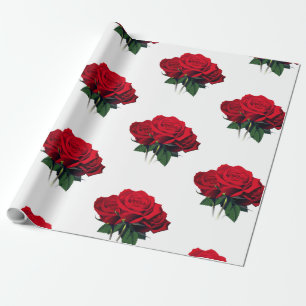 Papier Cadeau Roses rouges