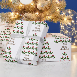 Papier Cadeau Roses rouges Abstraites personnalisées Holly Tree