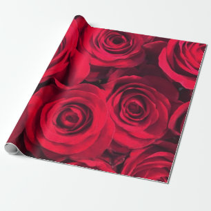Papier Cadeau Roses rouges romantiques