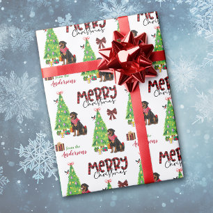 Papier Cadeau Rottweiler, Bird et Christmas Tree