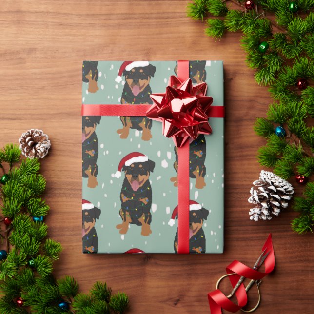 Papier Cadeau Rottweiler de Noël (Cadeau de vacances)