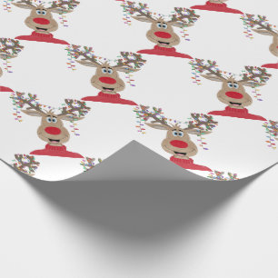 Papier Cadeau Roudolph Reindee illuminations de Noël
